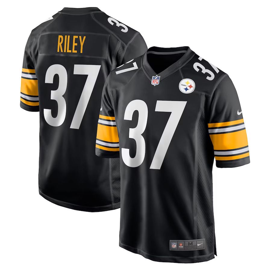Men Pittsburgh Steelers #37 Elijah Riley Nike Black Game Player NFL Jersey